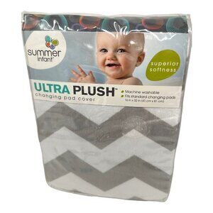 Summer Ultra Plush Changing Pad Cover Chevron Gray White Soft Baby Gift